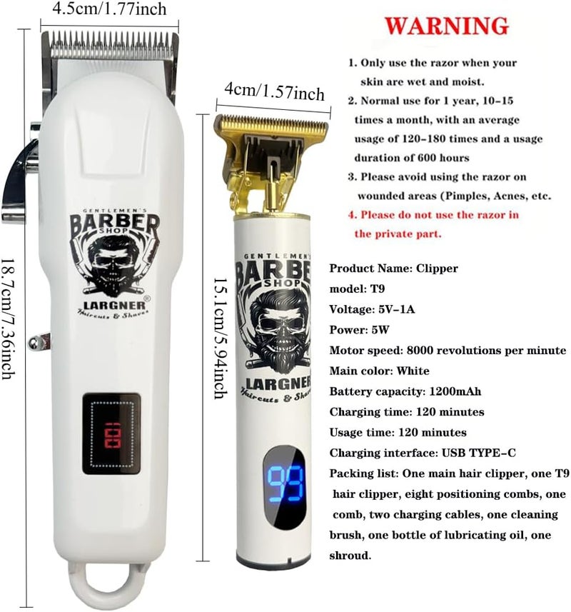 Largner Professional Barber Shaver Set, Hair Clippers for Men, Cordless Beard Trimmer & Electric Razor Shavers for Men, Rechargeable Set Barber Hair Cutting Kit Men's Grooming Kit - Image 2